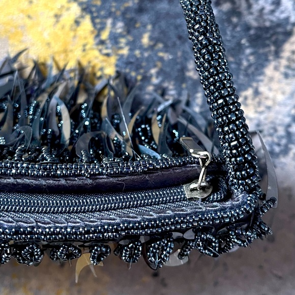 Metallic grey clutch bag 🌚 beads & sequins - Picture 11 of 12